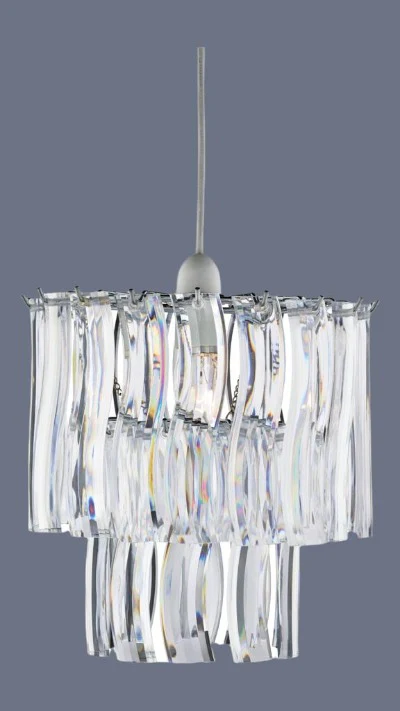 2 Tier Pendant Glass Chrome Ceiling Light - Image 2
