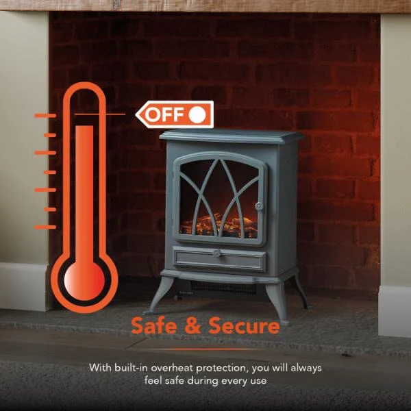 2KW Stirling Electric Stove Fire Grey - Image 6