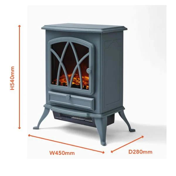 2KW Stirling Electric Stove Fire Grey - Image 7