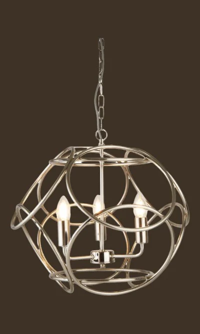 3 Light Satin Silver Cage Pendant - Image 2