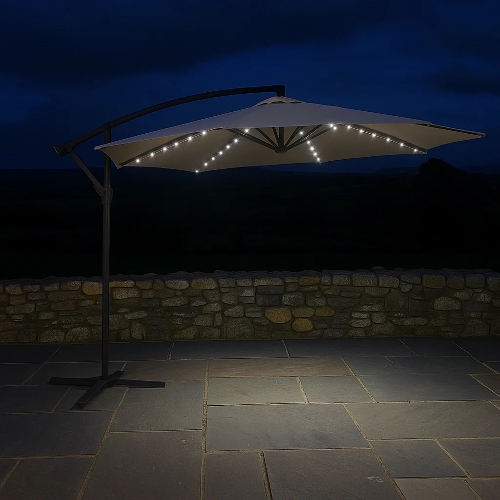 3m Overhang Parasol with LED Lights - Image 3
