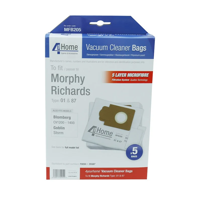 4YourHome Bag No. MFB205 Microfibre Vacuum Cleaner Bag Morphy Richards, Blomberg, Goblin