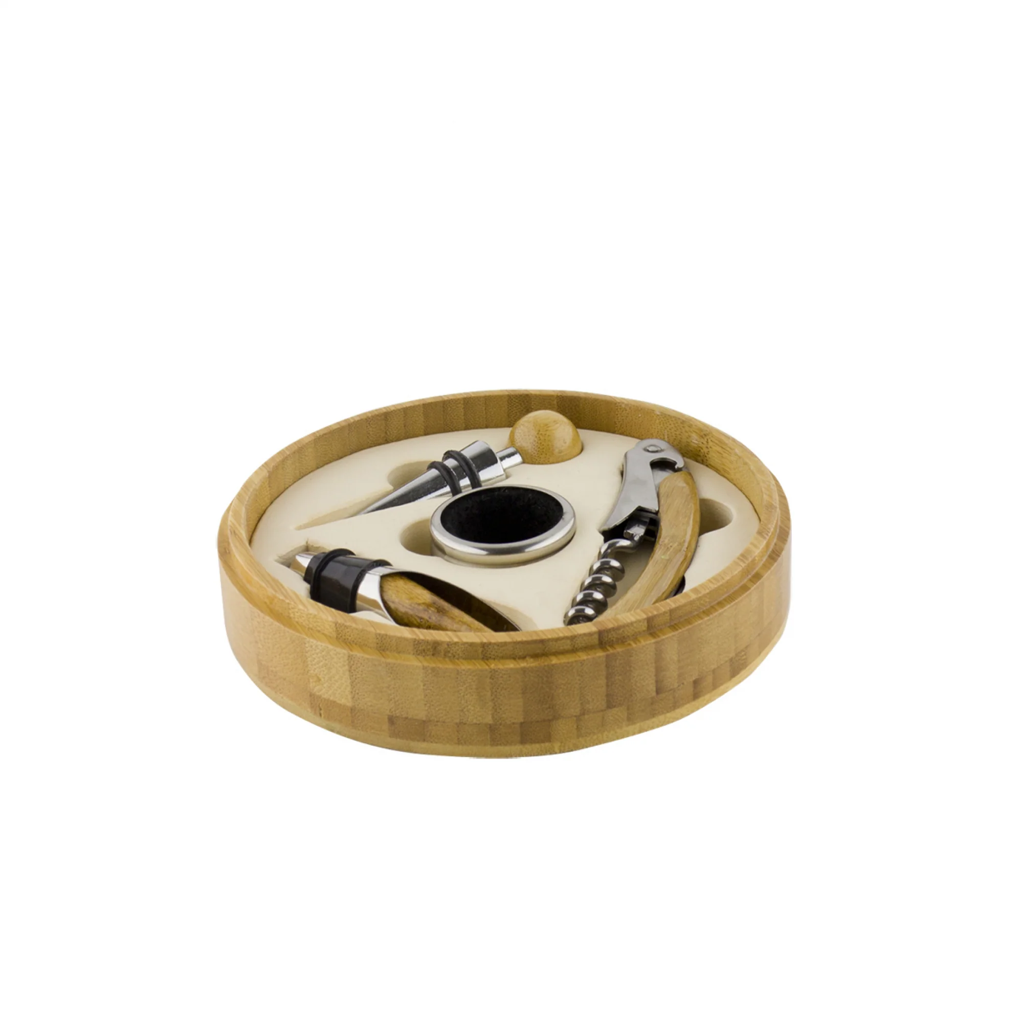 4 PIECE WINE SET, WOODEN CASE