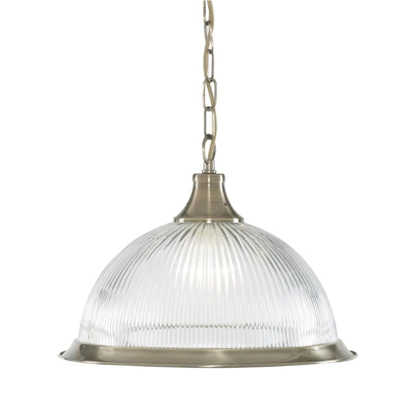 AMERICAN DINER CEILING PENDANT - ANTIQUE BRASS & GLASS