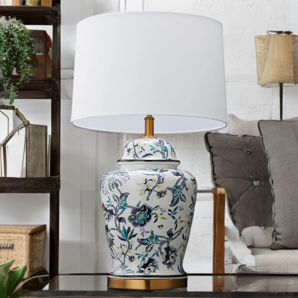 Antique Blue & Brown Patterned Ceramic on White Glaze
