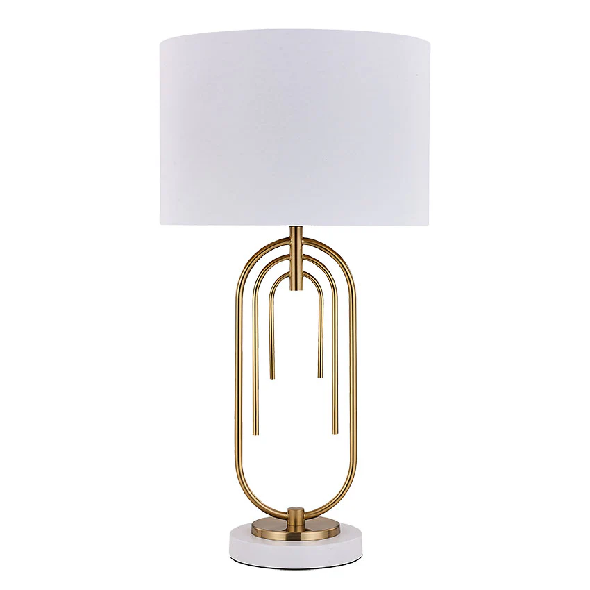 Casa Home Table Lamp – Matt Brass with White Shade