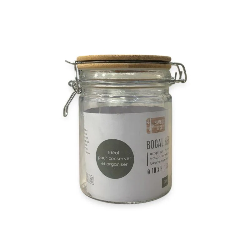 Bamboo Glass Storage Jar 14cm 0.7L