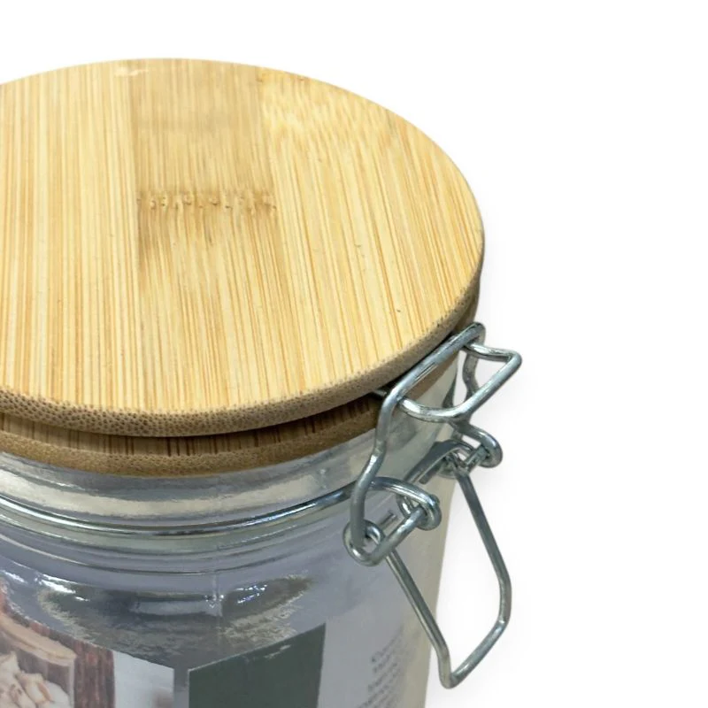 Bamboo Glass Storage Jar 14cm 0.7L - Image 2