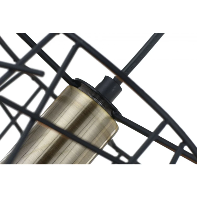 Bambu 1 Light Black Metal Pendant Antique Brass Ceiling Light - Image 3