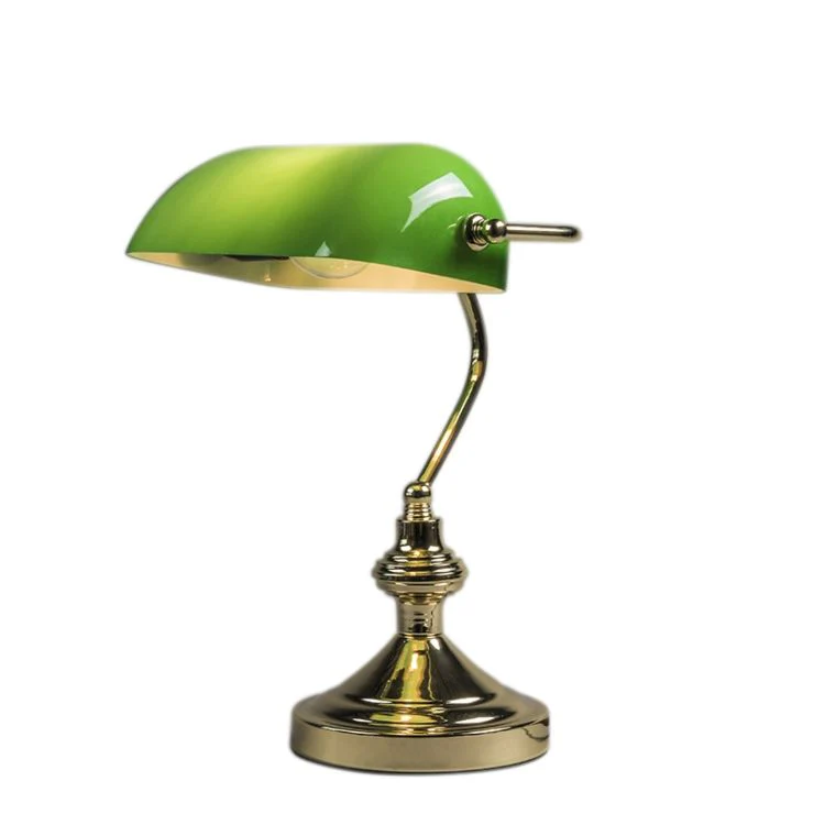 Bankers Lamp Gold with Green Shade