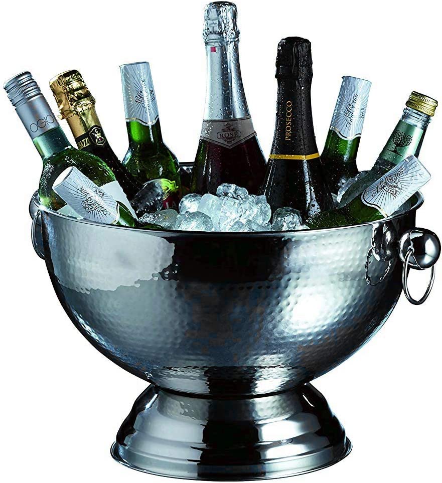 BarCraft Hammered Stainless Steel Champagne Bowl - Image 2