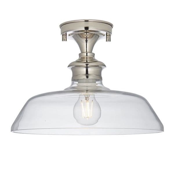 Endon Barford Semi Flush Ceiling Light - Nickel/Clear