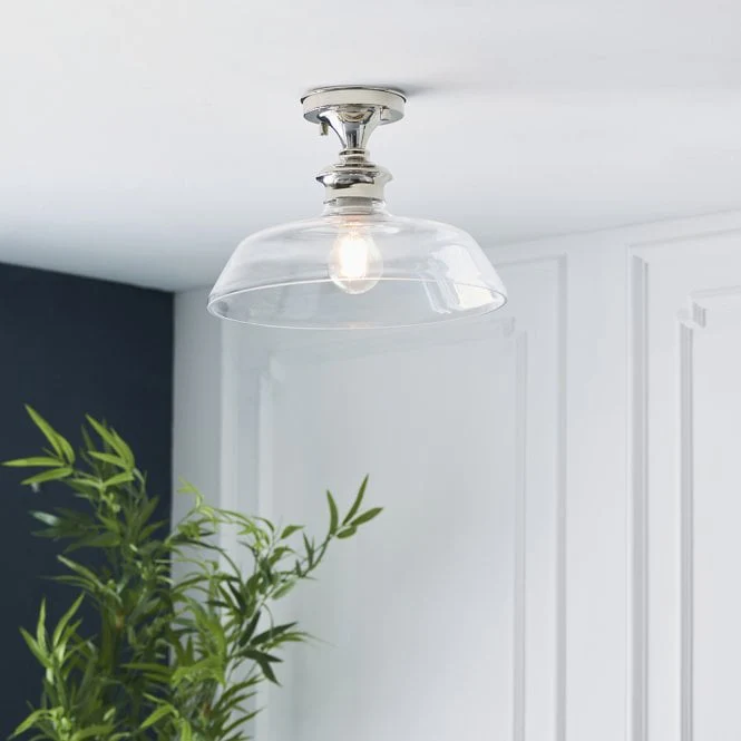 Endon Barford Semi Flush Ceiling Light - Nickel/Clear - Image 2