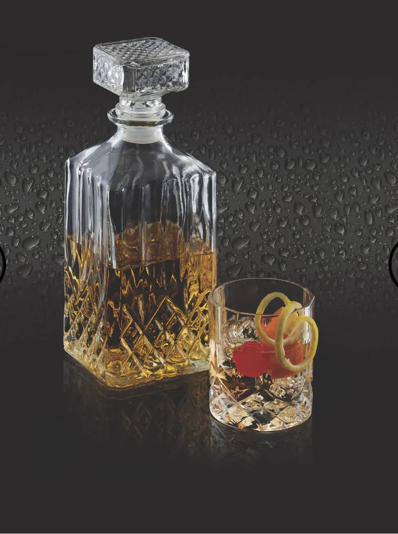 BarCraft Decanter Set 900ml Cut Glass Effect - Image 3