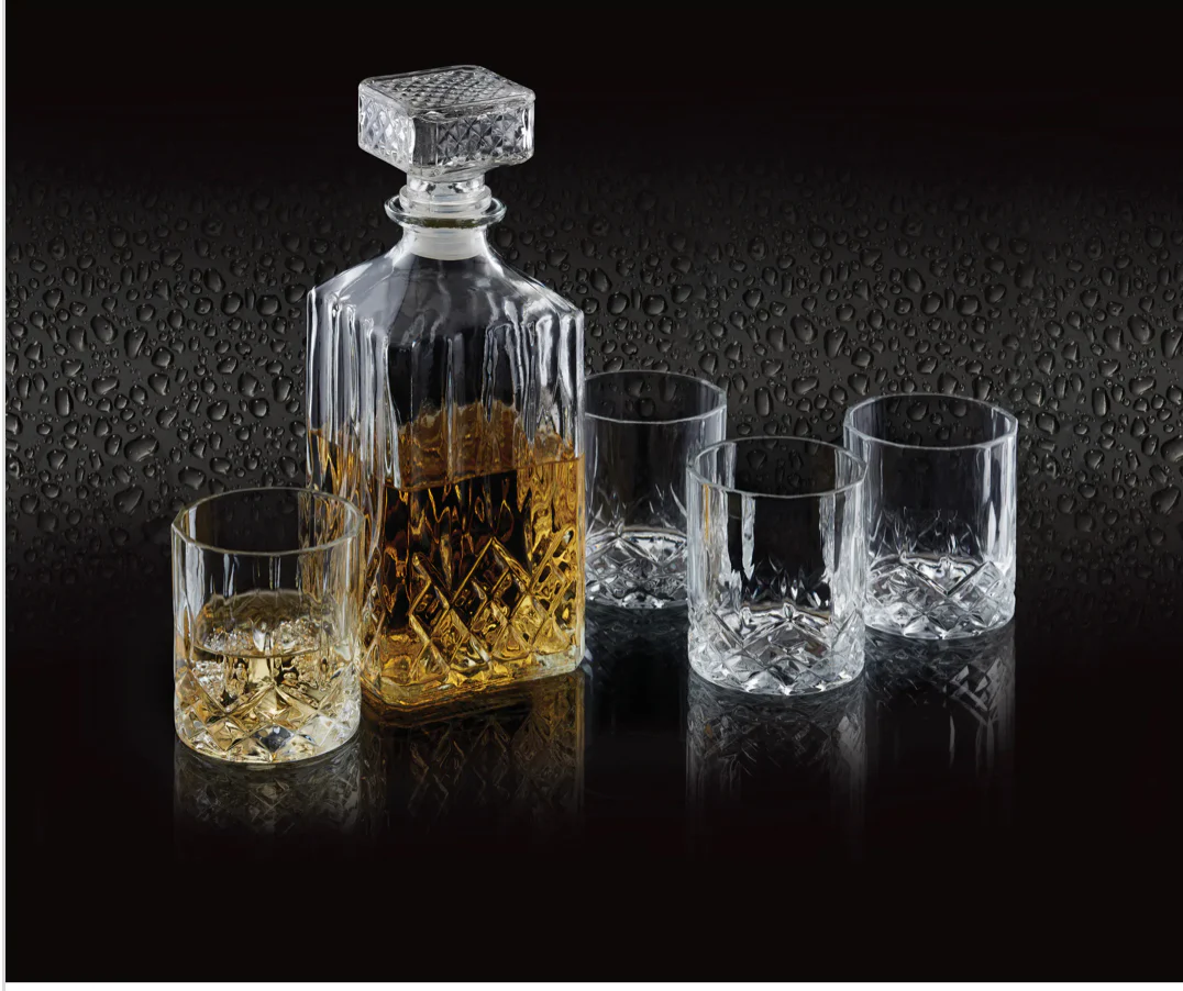 BarCraft Decanter Set 900ml Cut Glass Effect - Image 5