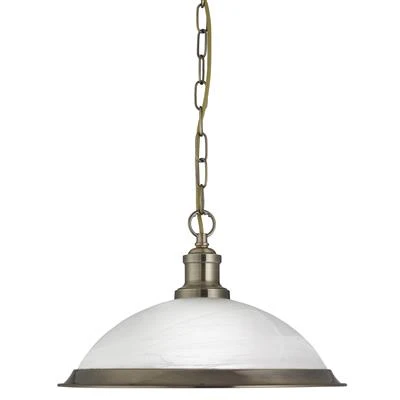Bistro Ceiling Pendant - Antique Brass & Marble Glass