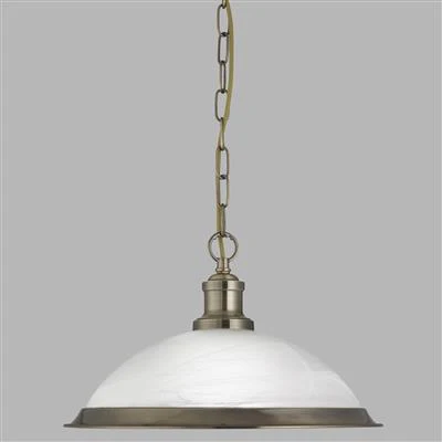 Bistro Ceiling Pendant - Antique Brass & Marble Glass - Image 2