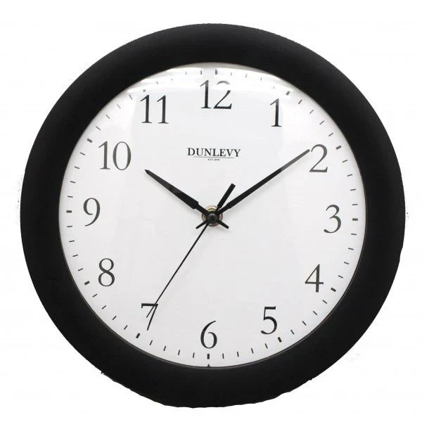 Black Wall Clock 10in Plastic