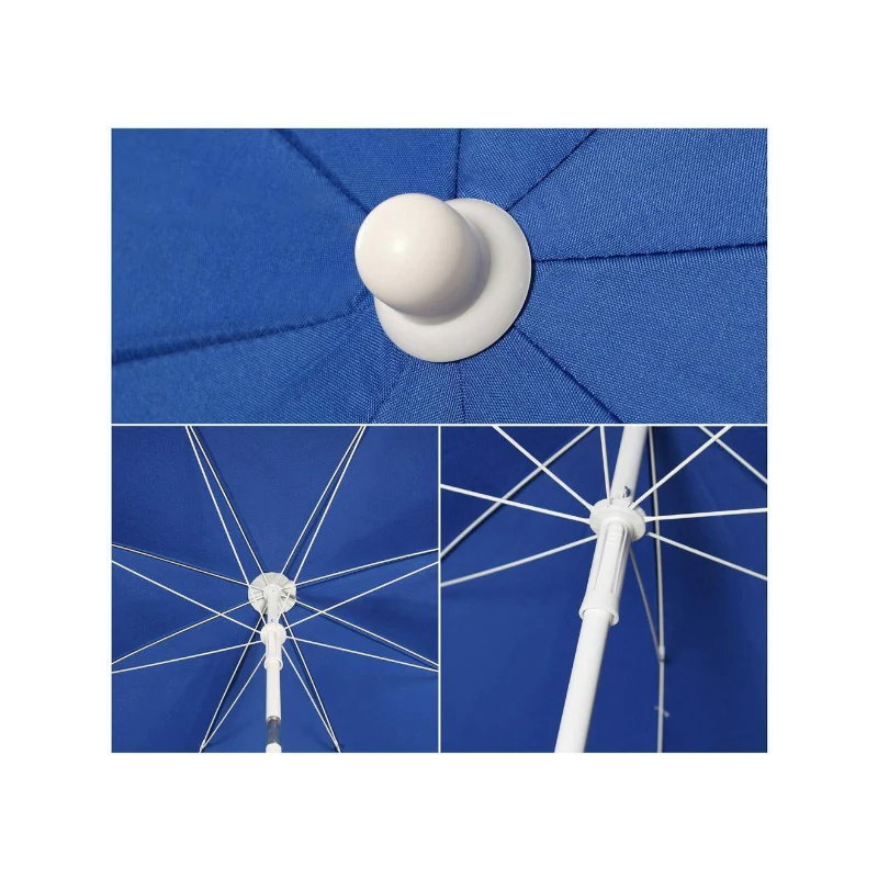 Blue Polyester 1.6m Beach Umbrella - Image 3