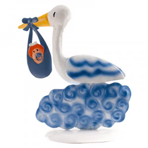 Blue Stork Metal Christening Boy 18cm