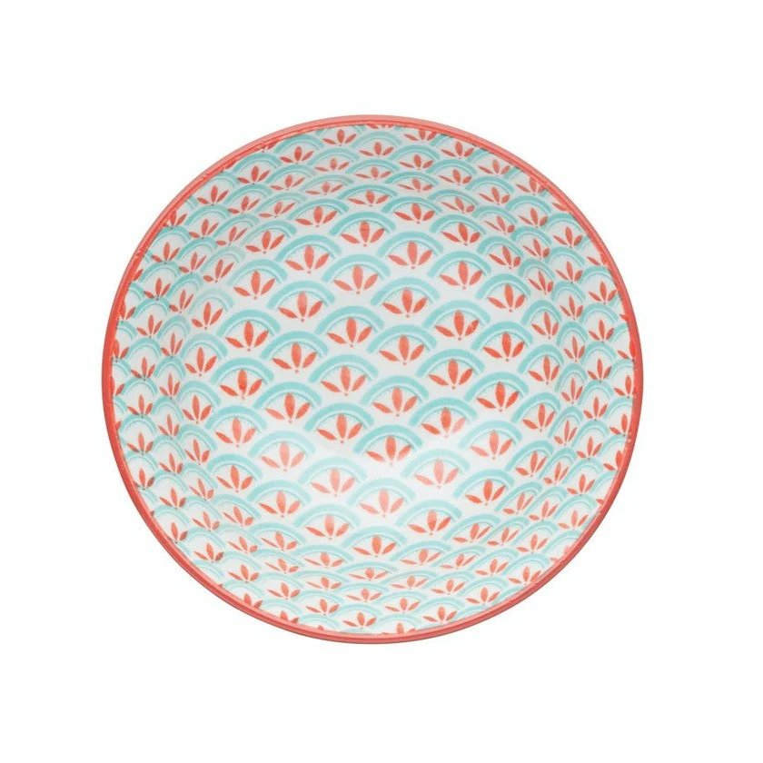KitchenCraft Bright Green Geometric Print Ceramic Bowl - Image 4