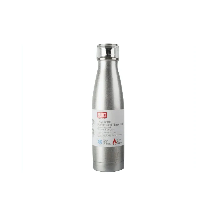 BUILT 480ml Double Walled Stainless Steel Water Bottle Silver