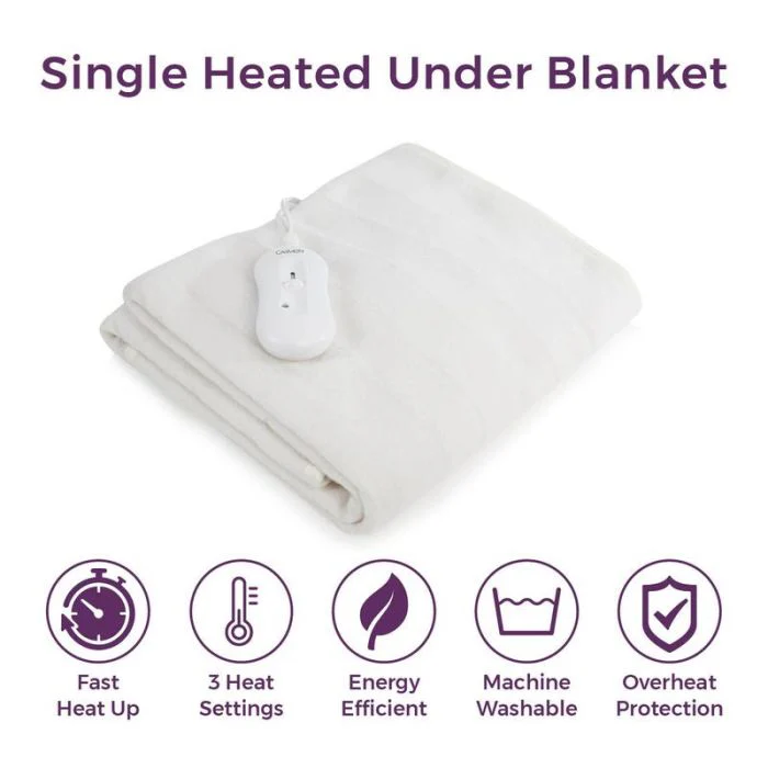 Single Size Heated Under Blanket, 122cm x 61cm, Machine Washable. - Image 2