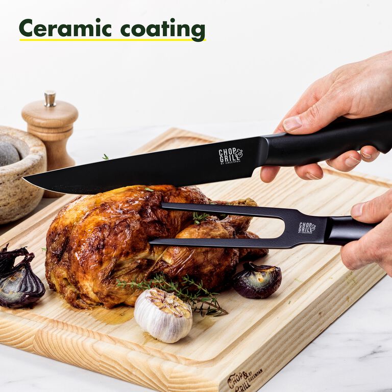 Chop & Grill Meat Knife & Fork Set - Image 3