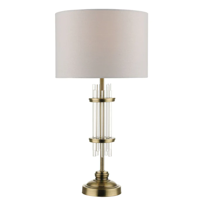 Chrysler Antique Brass and Crystal Table Lamp c/w Shade
