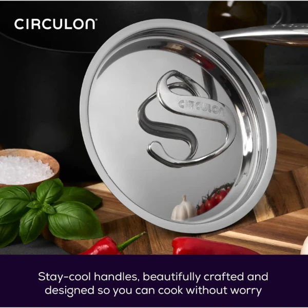 Circulon Style Hard Anodised 3 Piece Saucepan Set - Image 3