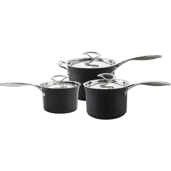 Circulon Style Hard Anodised 3 Piece Saucepan Set - Image 6