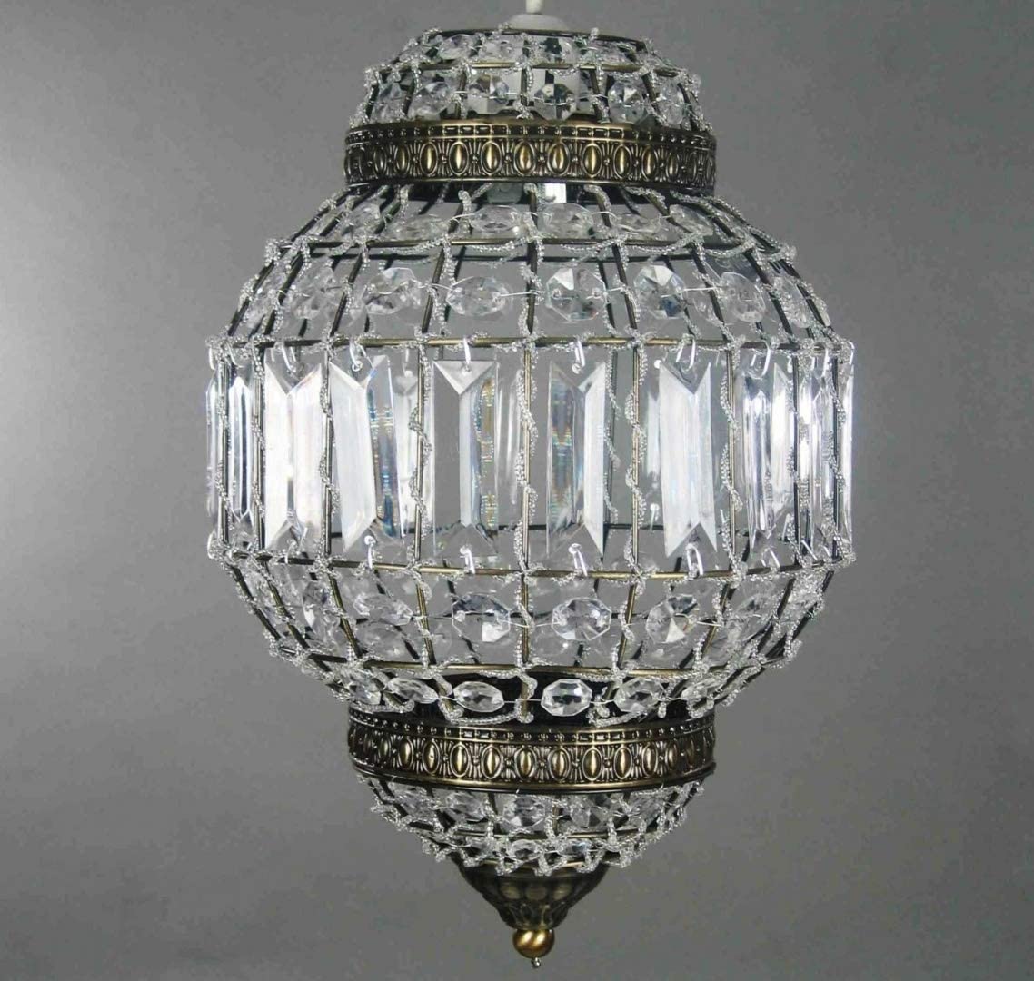 Classic Morrocan Lantern Style Antique Brass Clear Acrylic Ceiling Light