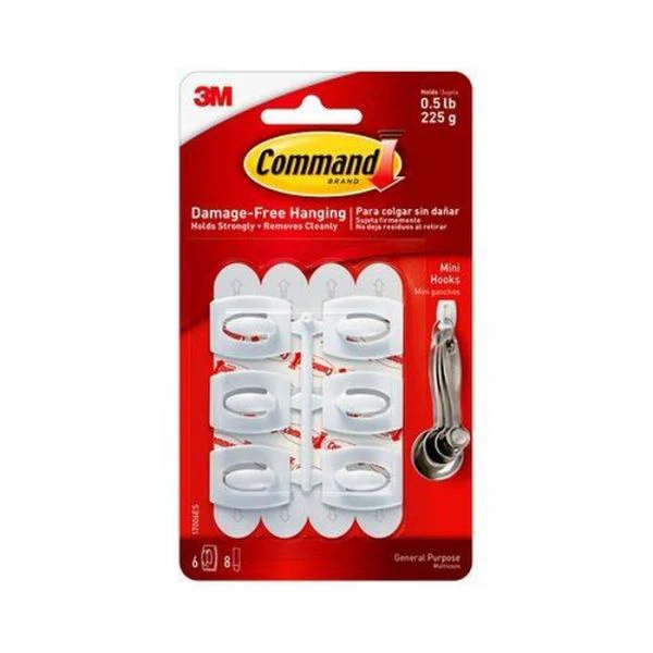 3M Command Hanging White Mini Hooks - 6 Hooks
