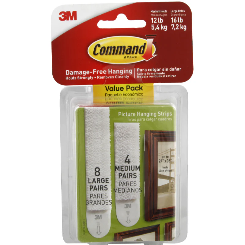 3M Command Medium and Large Picture Hanging Strips Value Pack