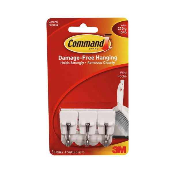 Command Small Wire Hooks - White Pack Of 3