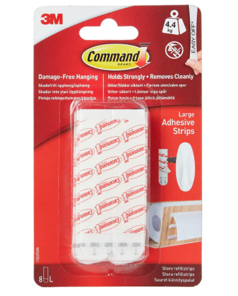 3M Command Mounting Refill Strips - Large, Pack of 1 (8 Strips) - white