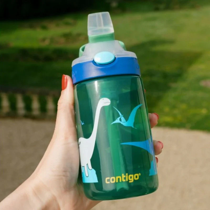 Contigo Kids Flip Water Bottle 420ml Green Jungle