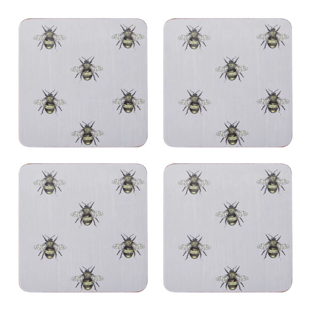 Creative Tops Bee Print Pack of 4 Premium Coasters