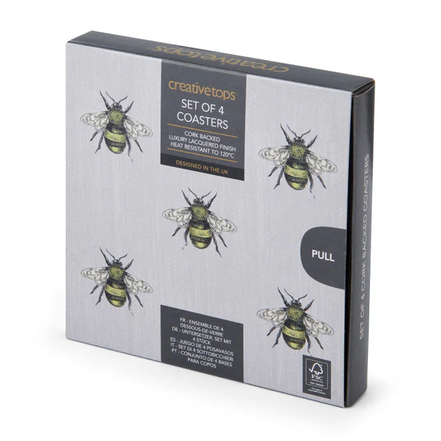Creative Tops Bee Print Pack of 4 Premium Coasters - Image 3