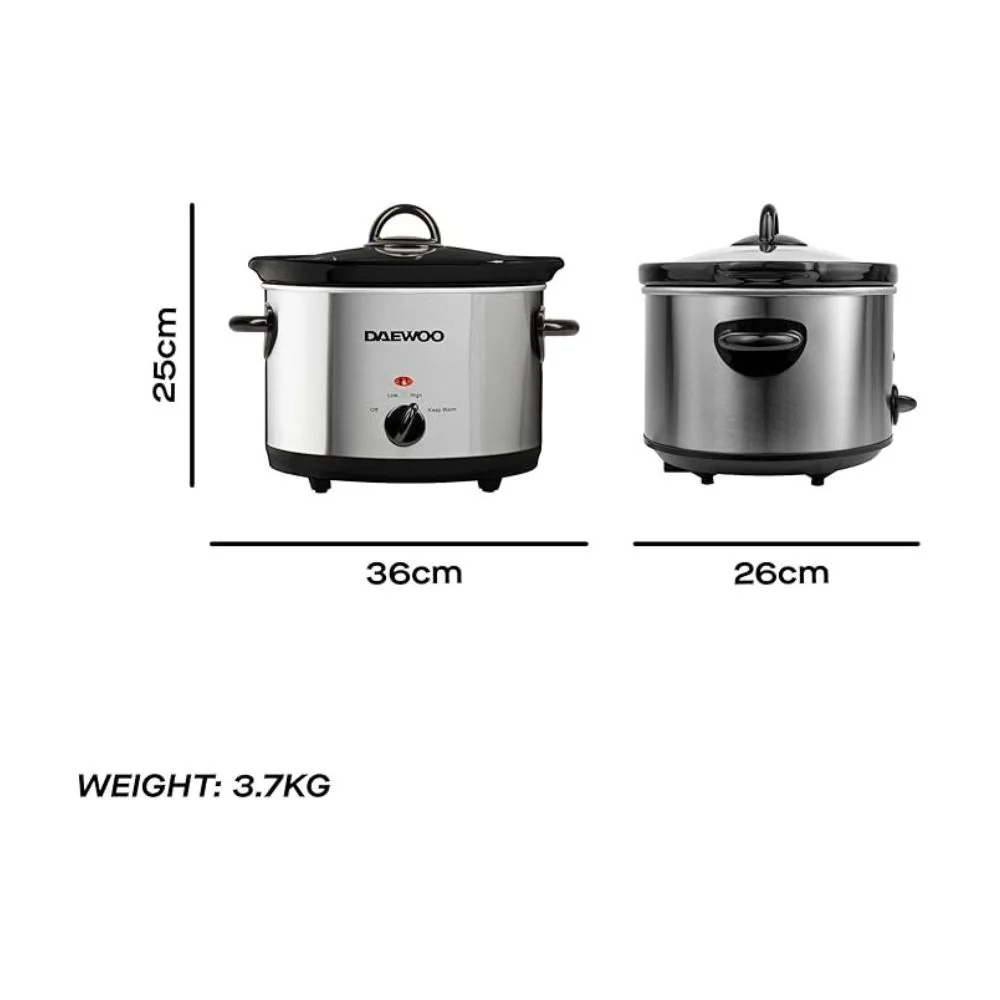 Daewoo 4 Litre Stainless Steel Slow Cooker - Image 4