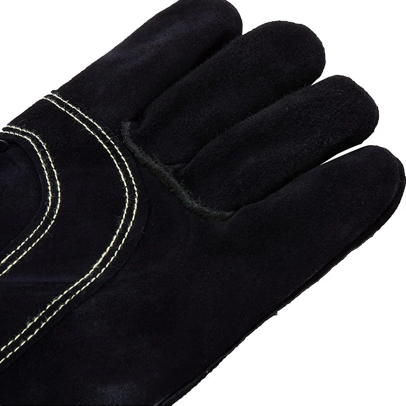 De Vielle Black Leather Heat Resistant Stove Gloves - Image 2