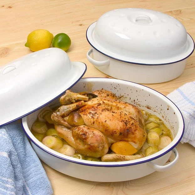 Enamel Falcon 36cm Oval Roaster with Lid - Image 2