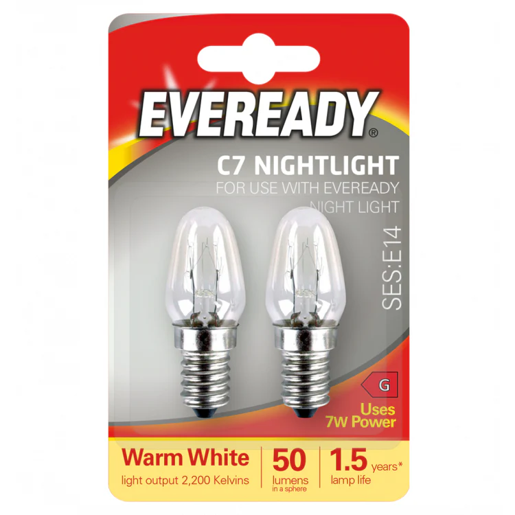 Eveready SES Nightlight Bulbs E14 7W – Twin Pack