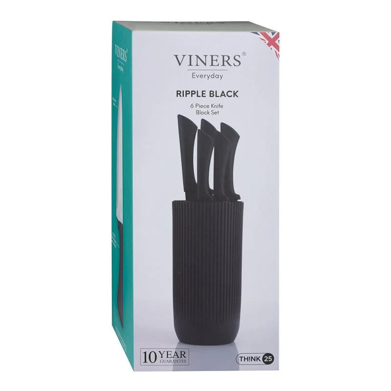 Everyday Black Ripple 5pc Knife Block Giftset - Image 3