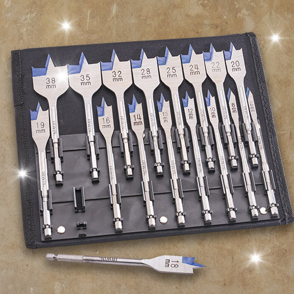 Faithfull 17 Piece 4X Blue Groove Flat Bit Set - Image 2