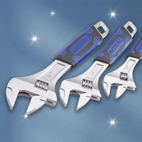 Faithfull 3 Piece Matt Chrome Adjustable Spanner Set - Image 2