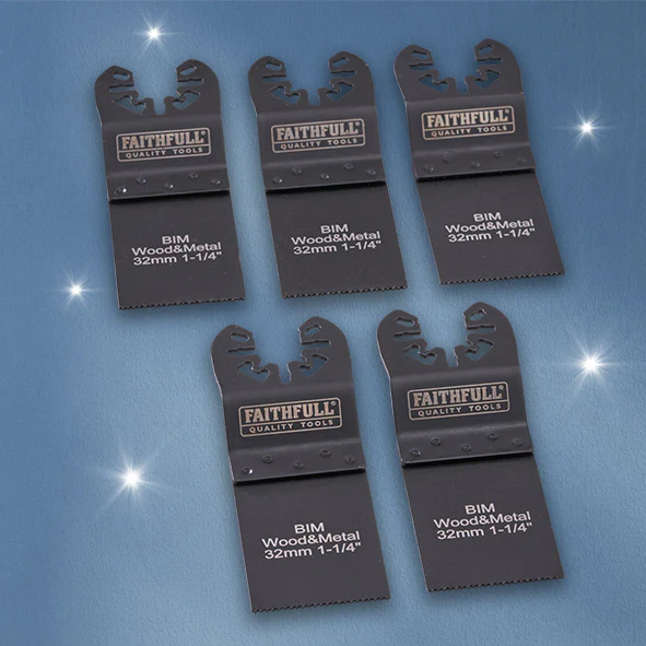 Faithfull 5 Piece 32mm Flush Cut Multi- Tool Blades - Image 2