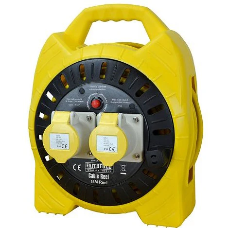 Faithfull Enclosed Cable Reel 110V 15M 16A 2G
