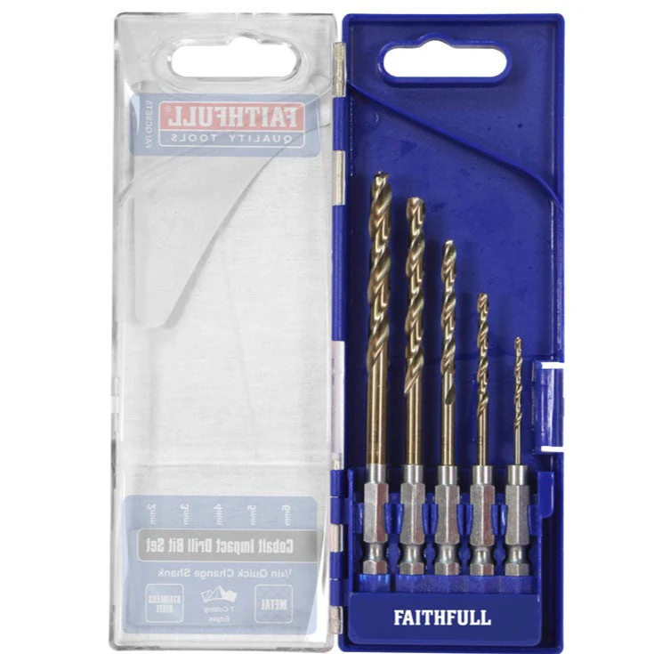 Faithfull HSSE M35 Cobalt Quick-Change Impact Drill Bit Set 5 Piece