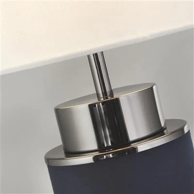 Flask Table Lamp - Navy Linen With Black Nickel, White Shade - Image 2